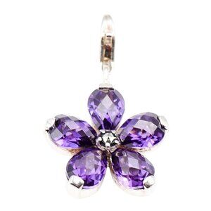 Thomas Sabo Purple Flower Sterling Silver Pendant Charm With CZ And Marcasite